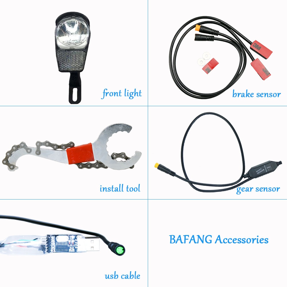 Bafang Gear Shift Sensor/Hydraulische Rem Sensor/6V Head Light/Usb Programmeerkabel/36V 48V 2A Lader/Bbs Wrench Tool