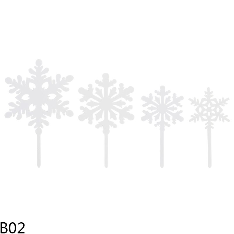 4pcs Silver White Snowflake Cake Topper Christmas Ice Princess Cupcake Toppers For Wedding Kid Birthday Party Cake Dessert Decor: B02-white
