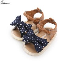 Pudcoco Kleinkind Baby Mädchen freundlicher Schuhe Sommer Leinwand Prinzessin Bogen 3 Stil Schuhe Sandalen helene115