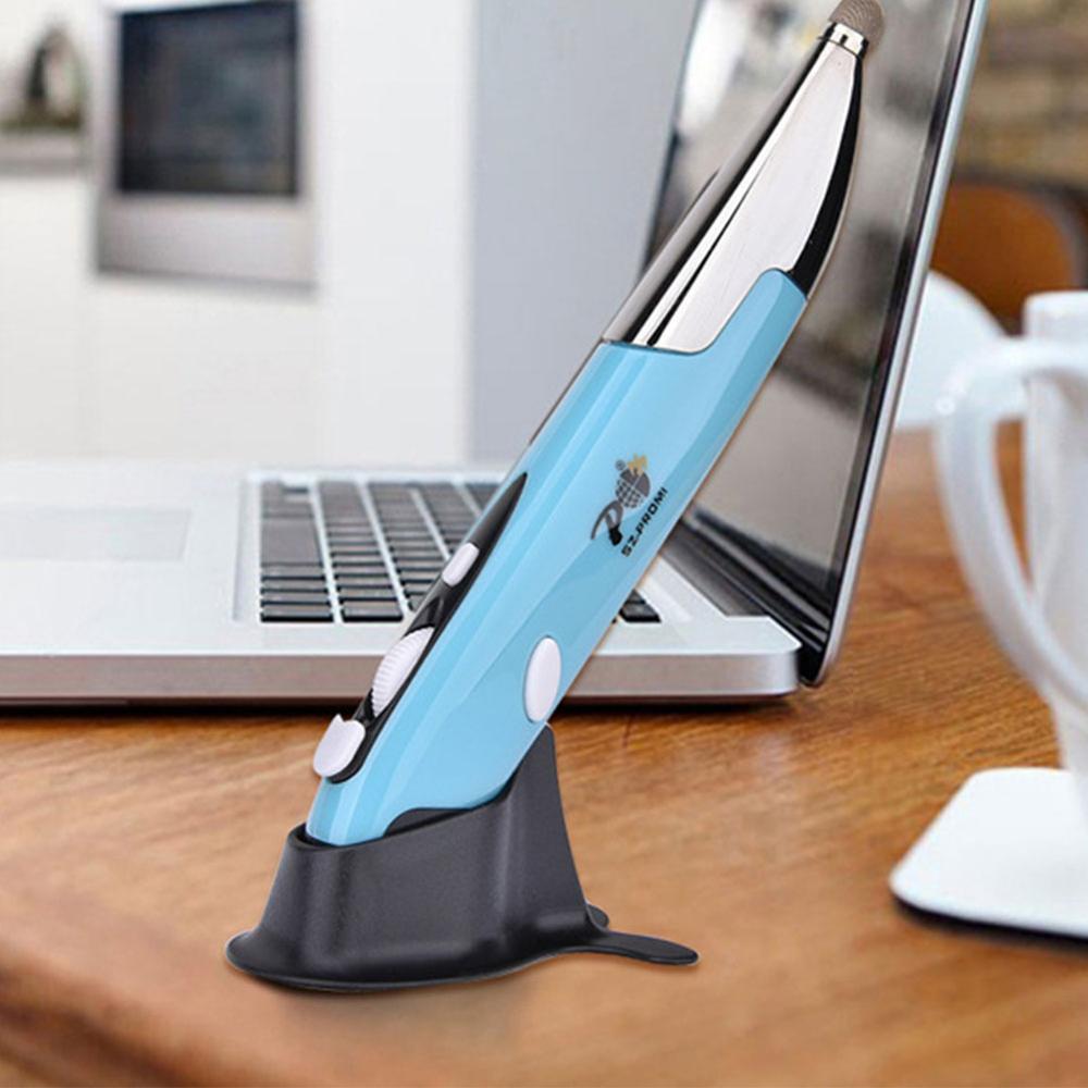 2.4G Wireless Mouse Adjustable 1600DPI Pen Mouse USB Optical Air Mouse Presenter Pen Mini Mice Capacitive Pen for Tablet Laptop: Blue