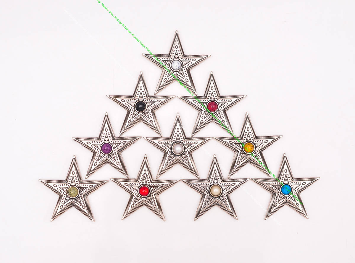 10 Stk/set Antiek Zilver Western Cowboy Bloem Ranger Ster Leathercraft Riem Zadel Accessoires Paars Bead Concho Screwback