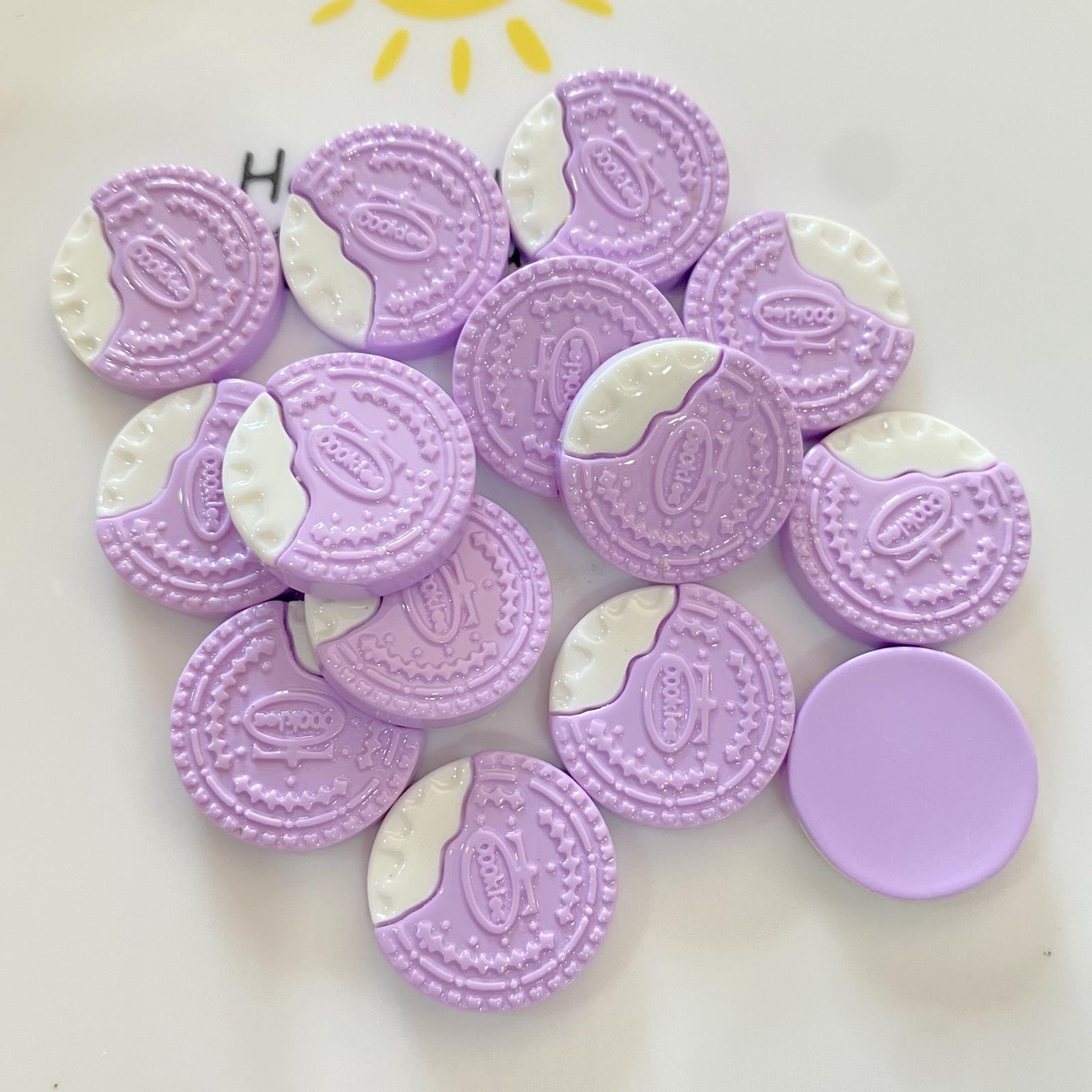 20Pcs Simulation Biscuit Flat Back Resin Cabochons Miniature Cute Food Scrapbooking DIY Jewelry Craft Decoration Accessories: purple