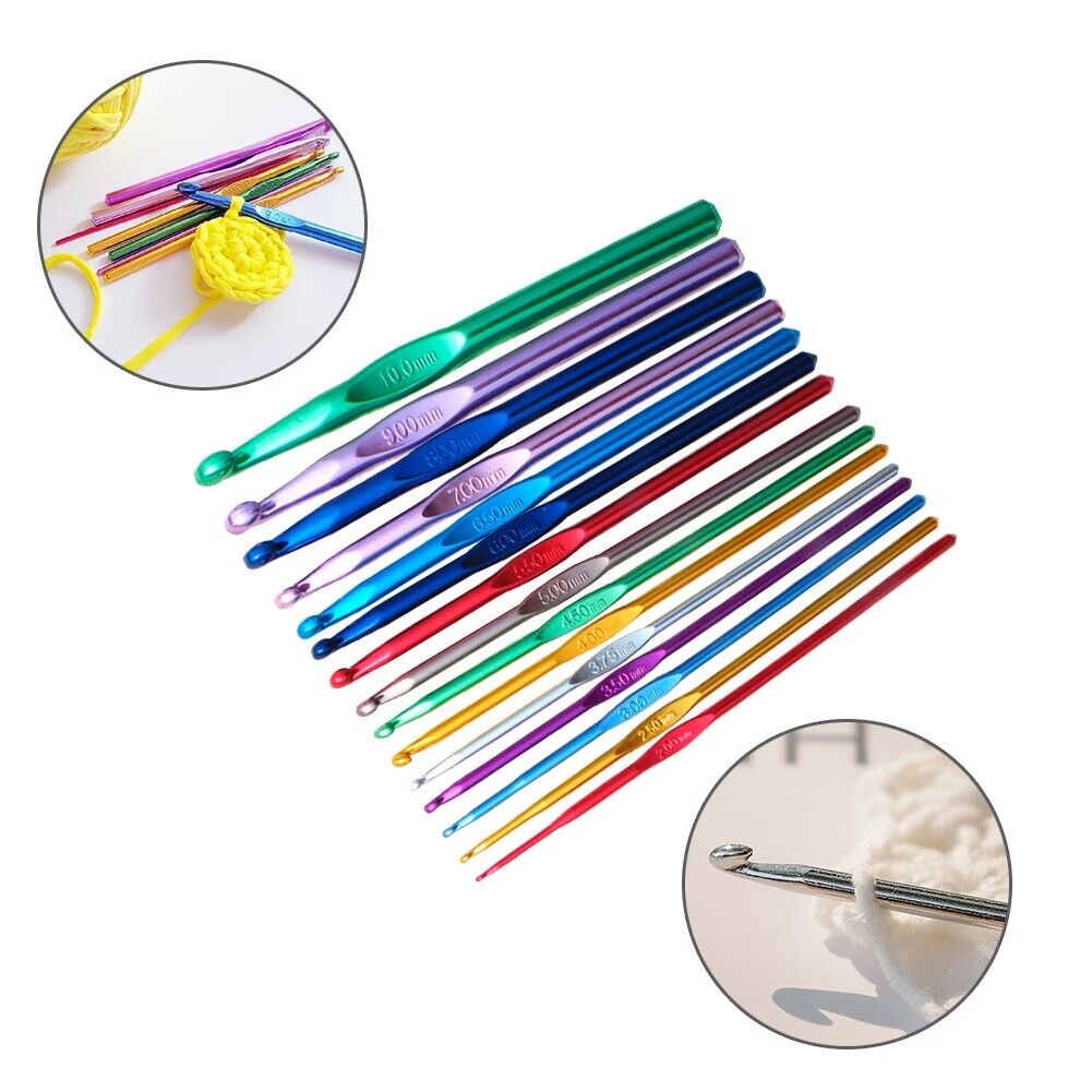 5pcs 2mm-10mm Sewing Needles Aluminium Crochet Hooks Needles Knit Weave Craft Yarn Sewing Tools Crochet Hooks Knitting Needles