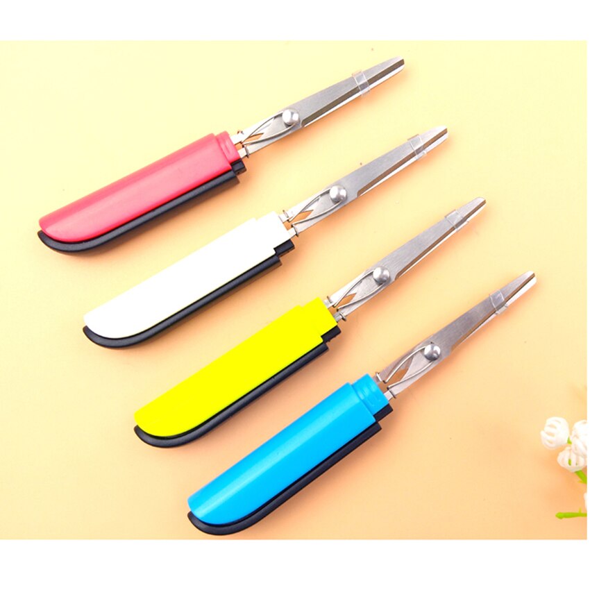 Travel Portable Scissors Crafting Paper Cutting Scissors Automatic Bounce Student office Folding Safety Scissors