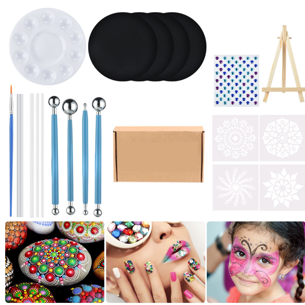 Mandala Punktierung Werkzeuge Malerei Schablonen DIY Stein Präge Anlasser Zeichnung Stift Stifte Kunst Bausatz