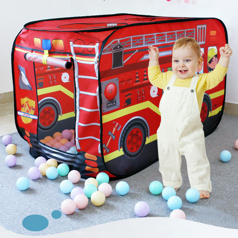 Children&#39;s Foldable Play Tent Firefighter Policemen Game House Pretend Play Fire Truck Kids Indoor Ocean Ball Pool Birthday