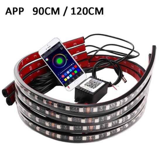 Coche LED luz banda Flexible Led luces para los bajos del coche Control Remoto/APP Control luz de neón LED RGB de atmósfera de la lámpara: APP 90cm 120cm