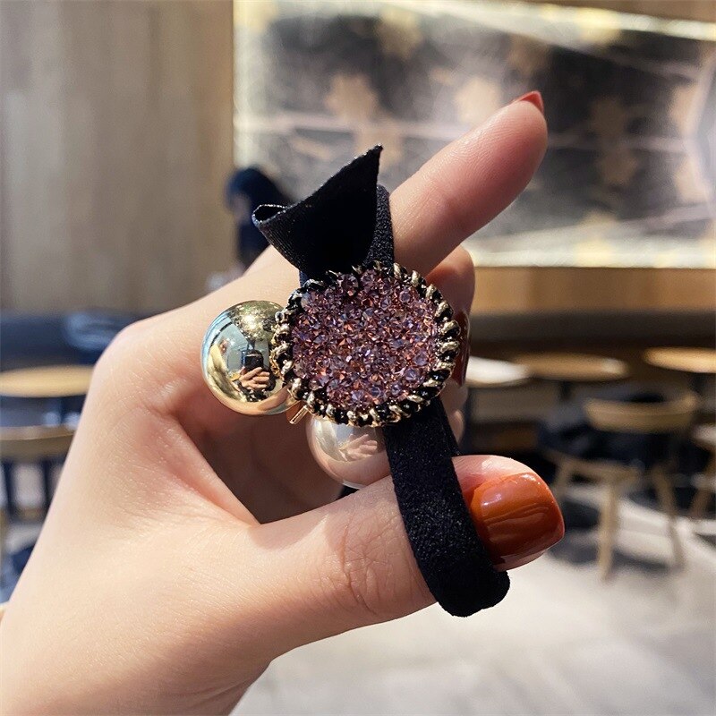 Colorful Leopard Print Big Ball Hair Accessories Hair Ties Headdress For Women Colored Grape Elastic Hair Bands Rubber Bands: Star gem 4