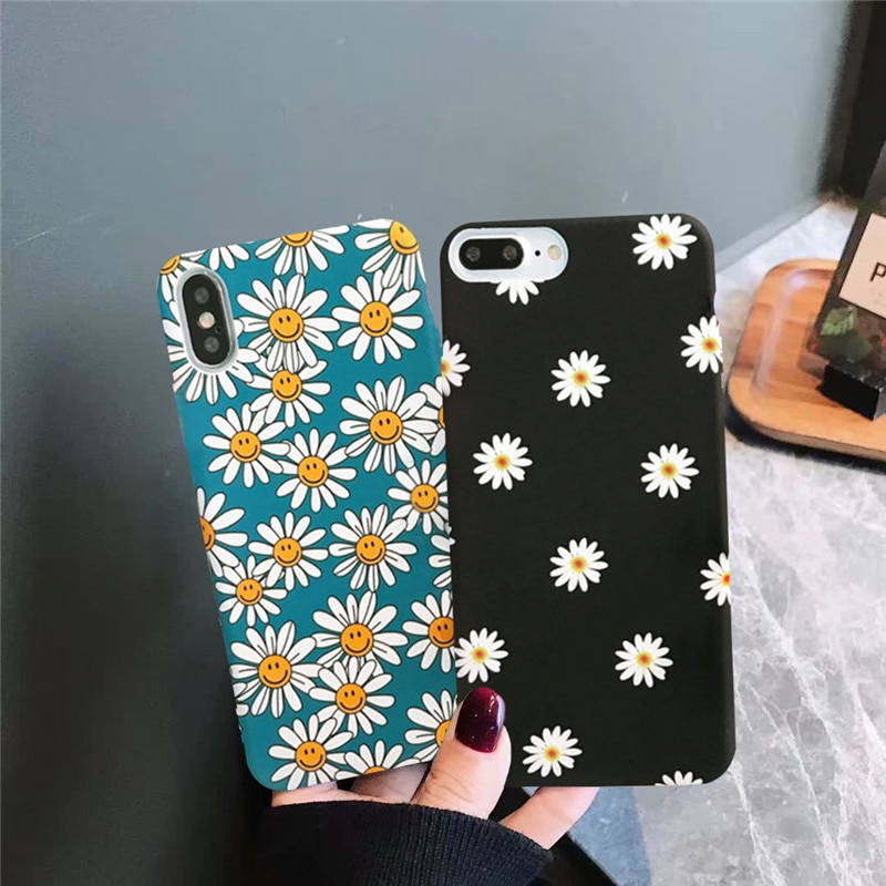 GYKZ-funda ajustada con de margaritas y flores para iPhone, protector de silicona suave Retro para iPhone 7 XS MAX X XR 8 6 6s Plus