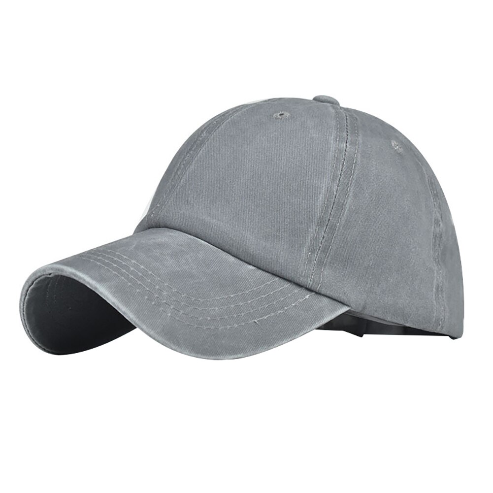 Mænd vasket bomuld baseball cap vintage solid farve justerbar anti uv udendørs sport hestehale hat baseball cap