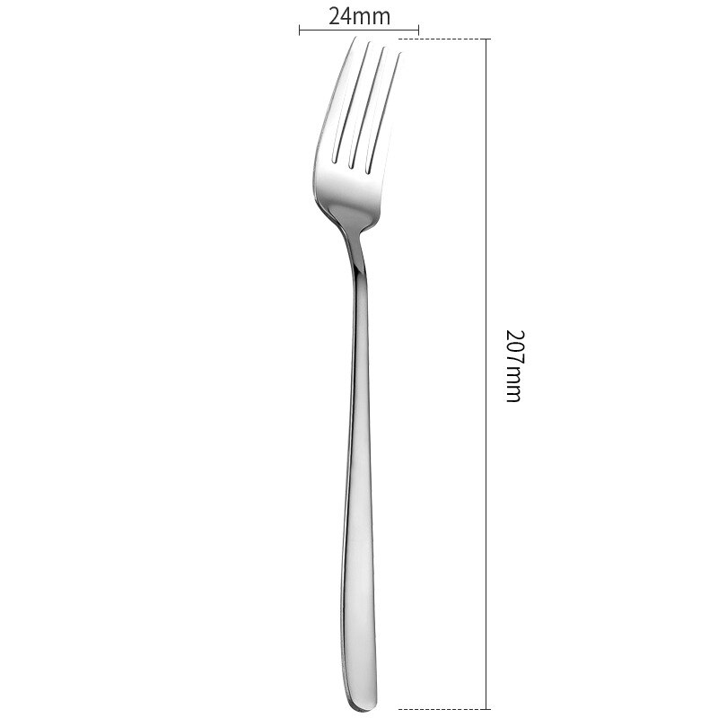 12pcs/lot 18/8 Stainless Steel Dinner Fork Dessert Fork Good Mirror Longer Handle Forks Dinnerware Set: silver 12pcs