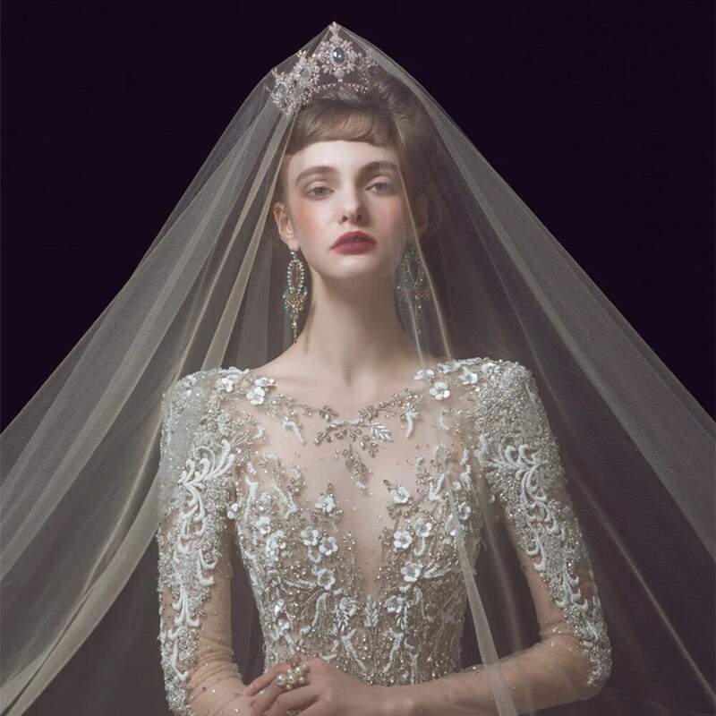 Voile blanc mariée 1 à 8M voile de mariage 1.6M largeur 1 couche dentelle accessoires de mariage sans peigne