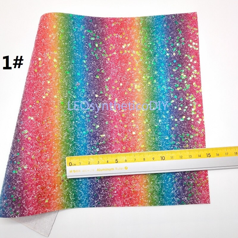 Mini Roll 30x134CM Regenboog Glitter Fabirc, Kant Glitter Leer, litchi Leer Roll Voor Maken Bows LEOsyntheticoDIY SK219