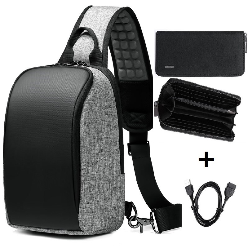 Anti-tyveri messenger tasker multi-lomme sling skuldertasker afslappet bryst pack rejse crossbody taske mandlig bryst pack: Sæt 2