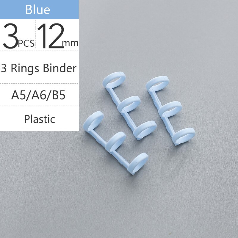 Colorful Plastic Loose-leaf Hinged Rings Binder Metal Notebook Ring DIY Books Binding Clamp Binder Desk Calendar Circle: Plastic Blue x3