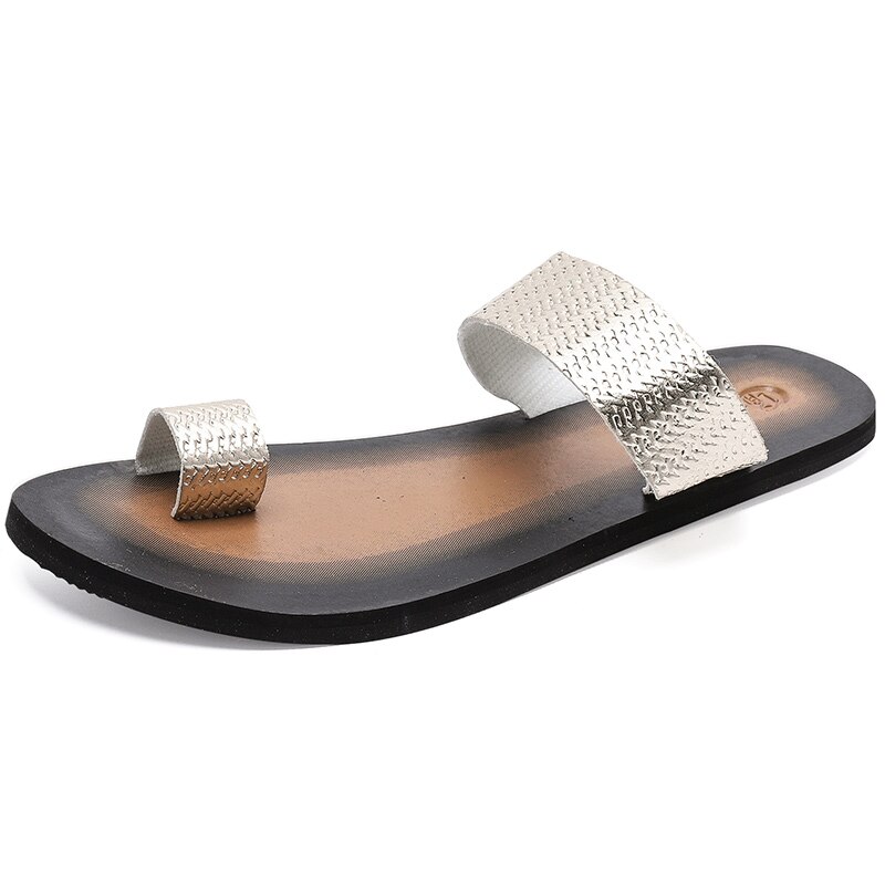 Sommer high-end tøfler til mænd/tøfler i romersk stil/champagne tøfler/tommeltøfler/personlighed herre strand tøfler: Guld / 43