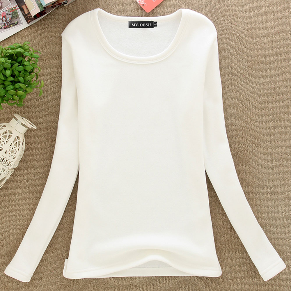 Vrouwen Winter Slim Fit T-shirt Lady Dikke Thermische T-shirts Warme Fluwelen T Shirts Vrouwen Lang Ondergoed Plus size Tops 4XL