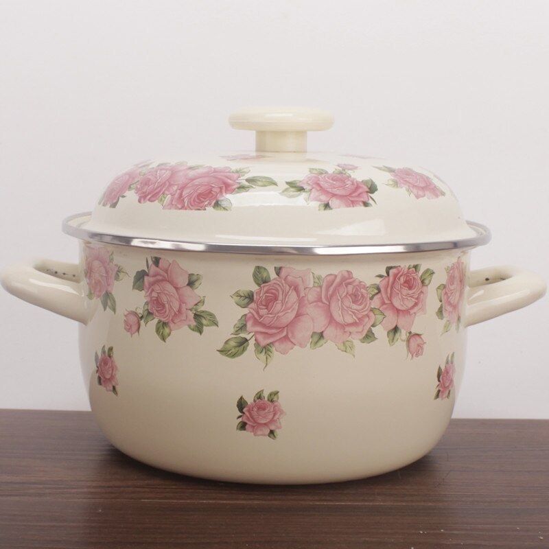 Enamel Casserole 16-26cm Enamel Stock Pot Cookware Enamel Porcelain Induction Cooker Universal Stew Pot: 2L 18cm   C