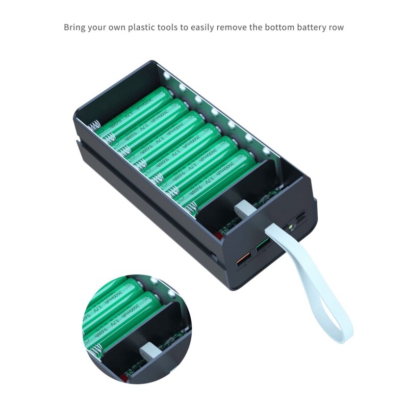 Removable USB Welding-free 21-section 18650 Power Bank Kit DIY Mobile Power Shell DIY Power Bank with Lighting