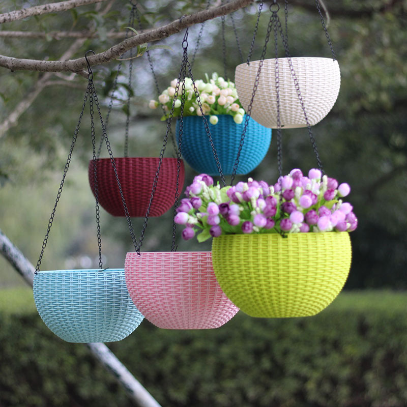 Flowerpot Rattan hanging plastic basket nursery flower pot hanging garden plant storage pots home decor bonsai holder