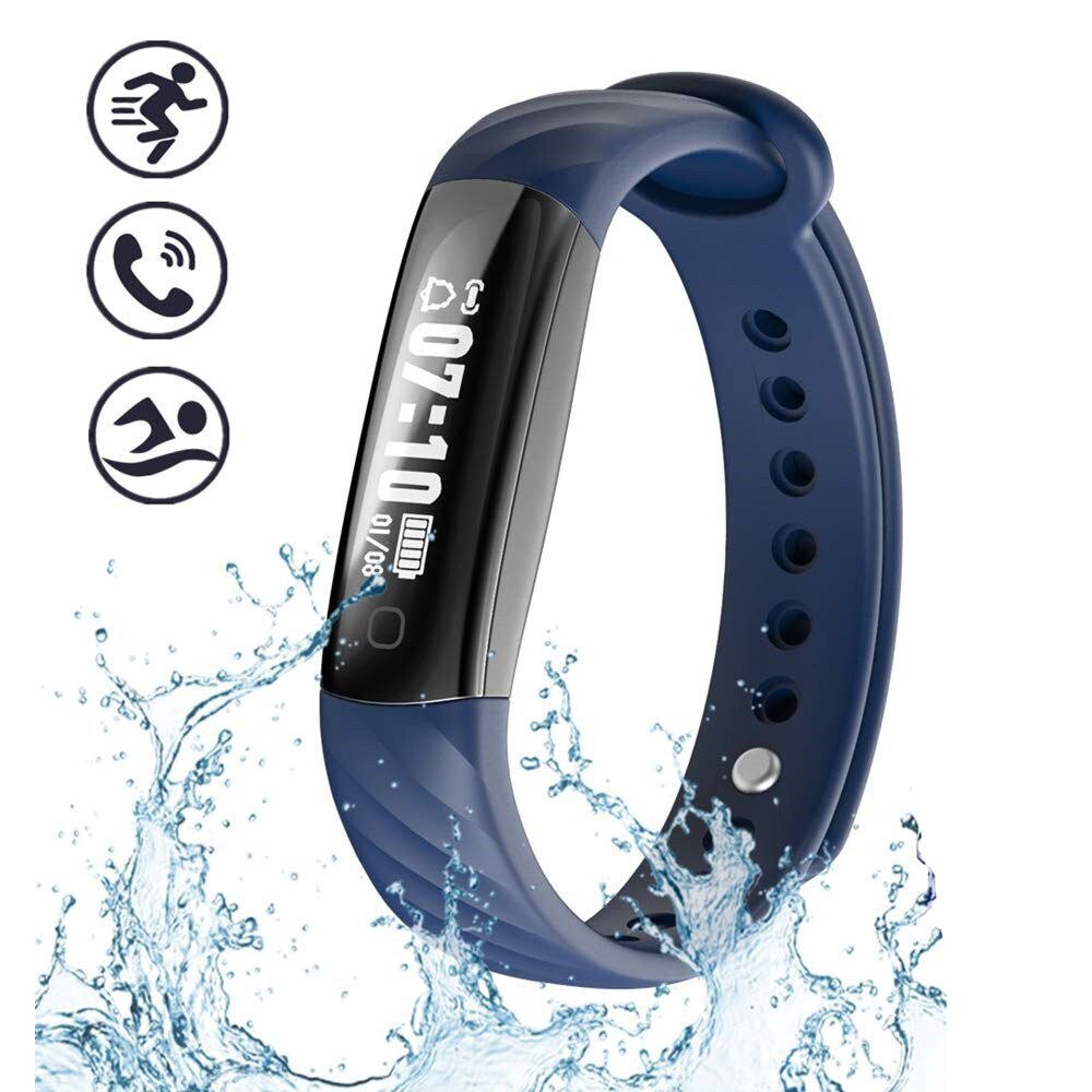 Inseguitore di Fitness Impermeabile, KENCOOL Sottile Activity Tracker Vigilanza di Forma Fisica Braccialetto Intelligente Pedometro Bluetooth Wristband di Sport Del Regalo: Blu