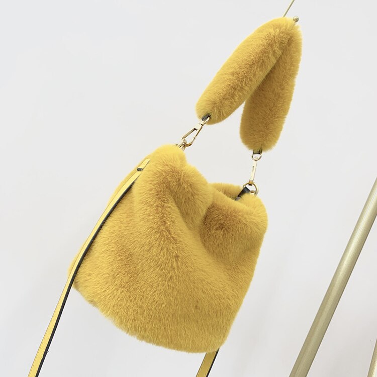 Frauen Nette Faux Pelz Eimer Taschen Mädchen Kreuz-körper Handtaschen Schulter Tasche