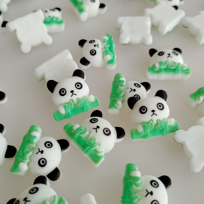 10pcs 19x17mm Panda Pattern DIY Crafts Scrapbook DIY For Home Decor Natural Resin Ornaments Accessories Embellishment