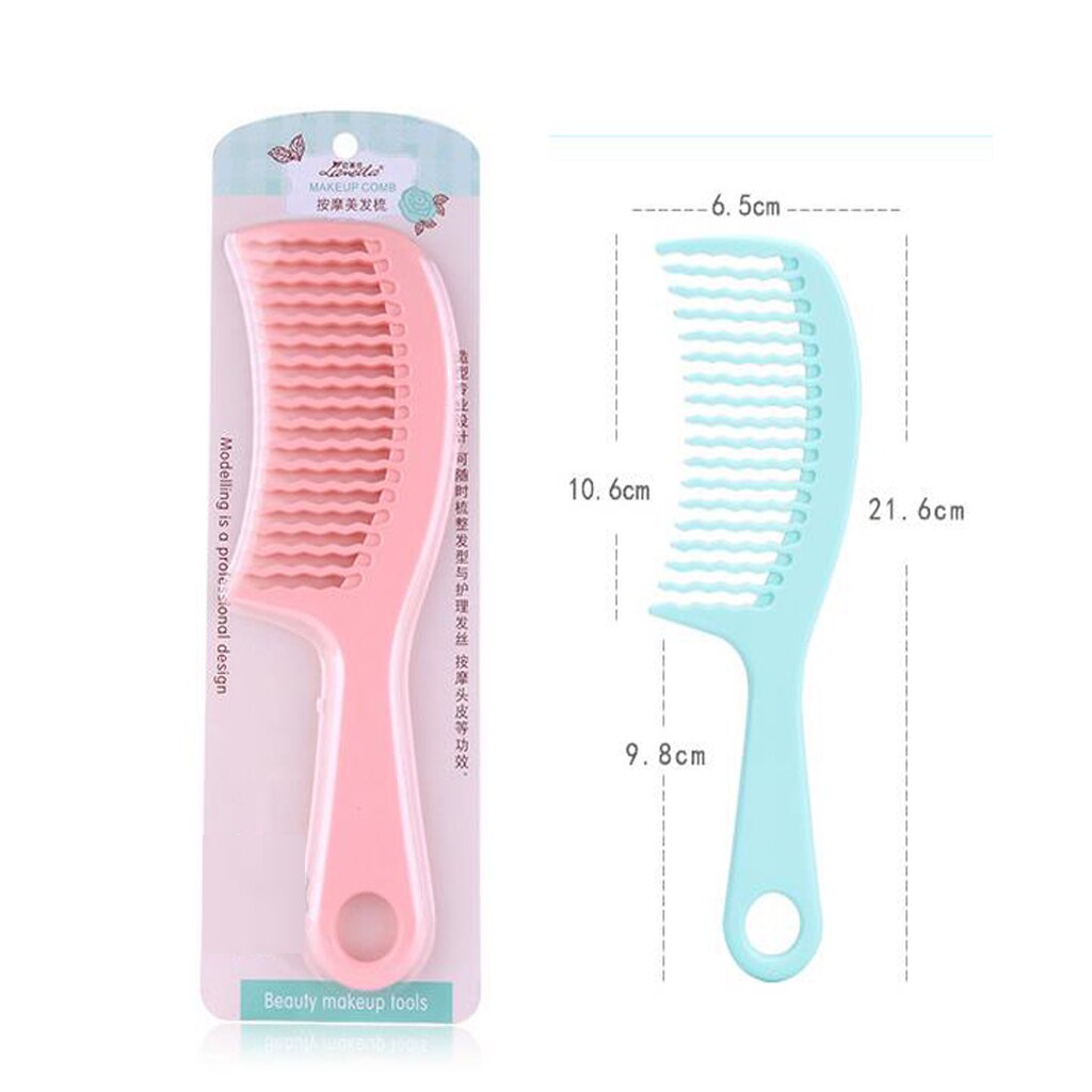 2 PCS Detangle Comb With Handle Curved Teeth Comb For Curly Hair Wavy Tooth