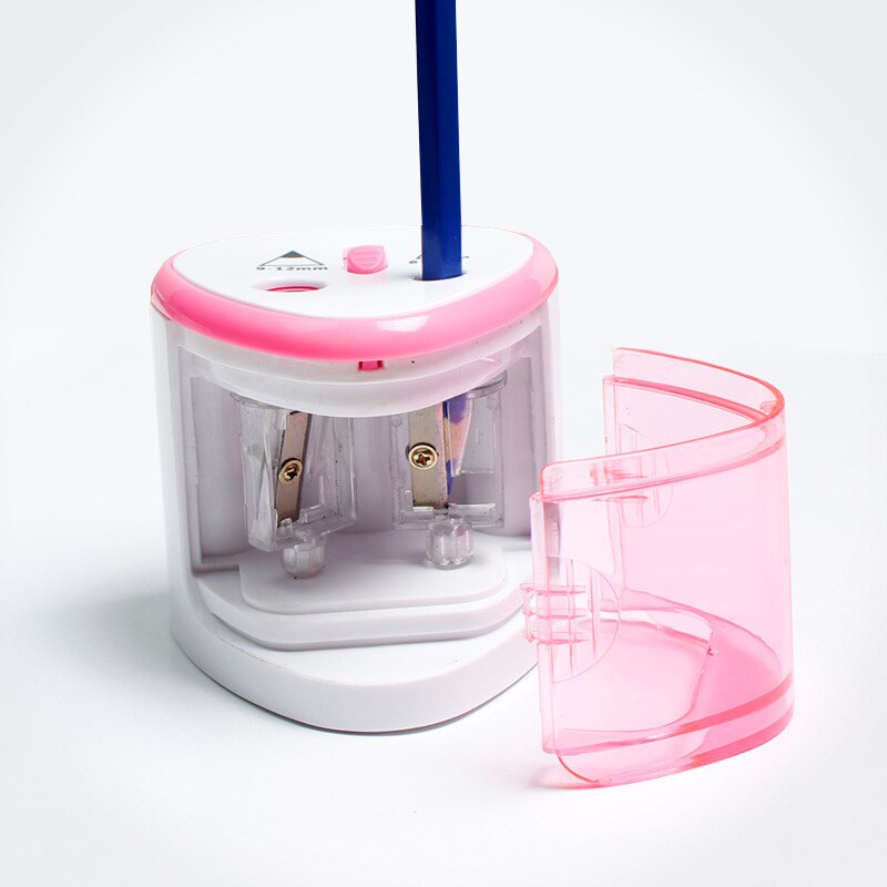 Electric Pencil Sharpener Portable Double Hole for Student Classroom Home Office SMR88: Pink