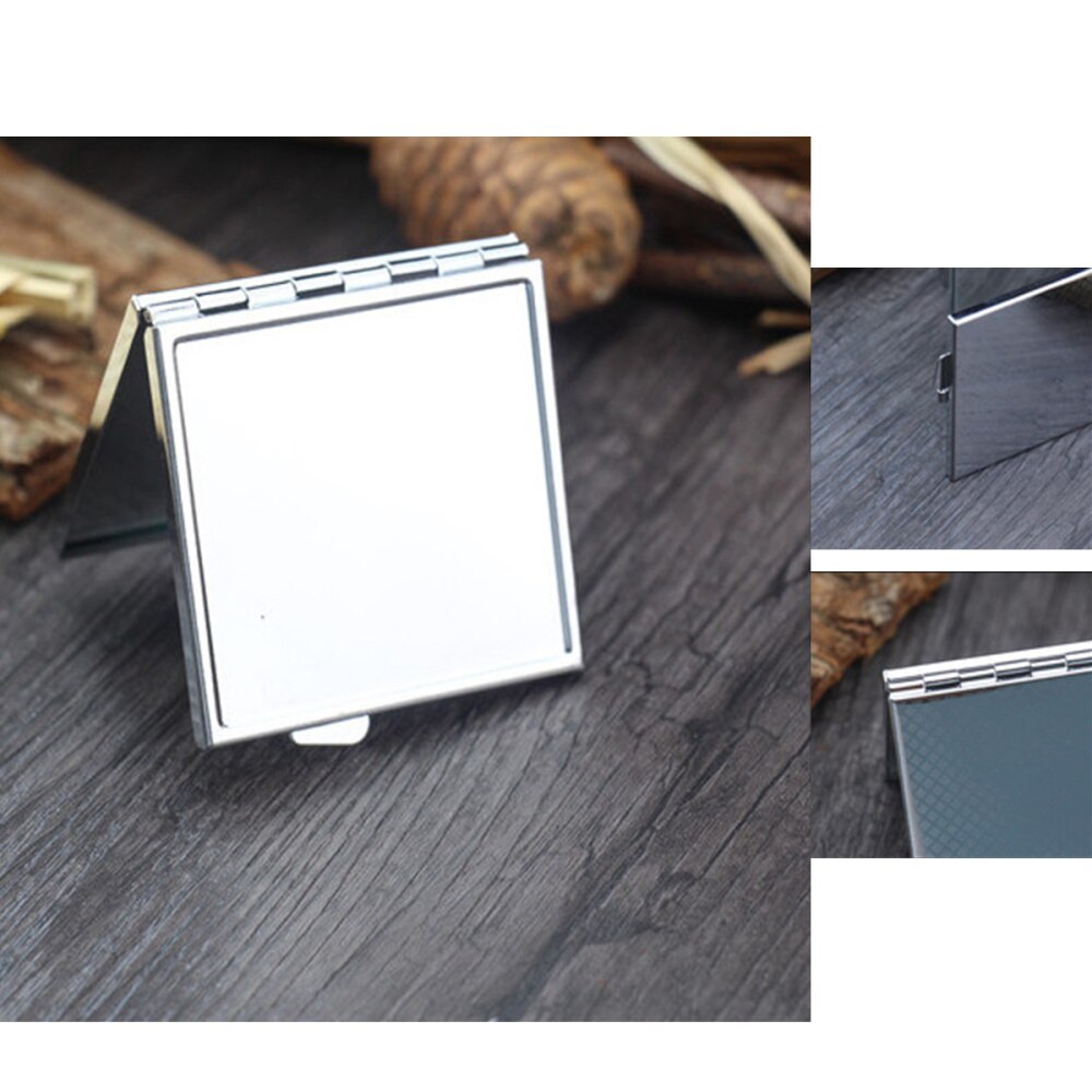 Small Portable Mirror Square Makeup Mirror with Metal Housing Folding Dual Mirror