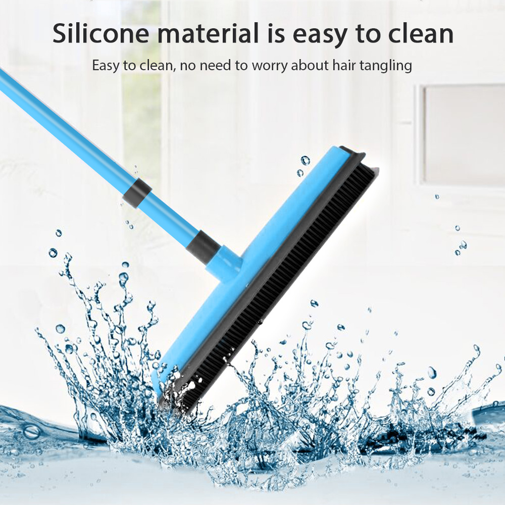 Vassoura de borracha dispositivo de remoção de fiapos de cabelo para animais de estimação cerdas telescópicas magia limpa vassoura rodo de borracha scratch cerdas longo empurrar vassoura