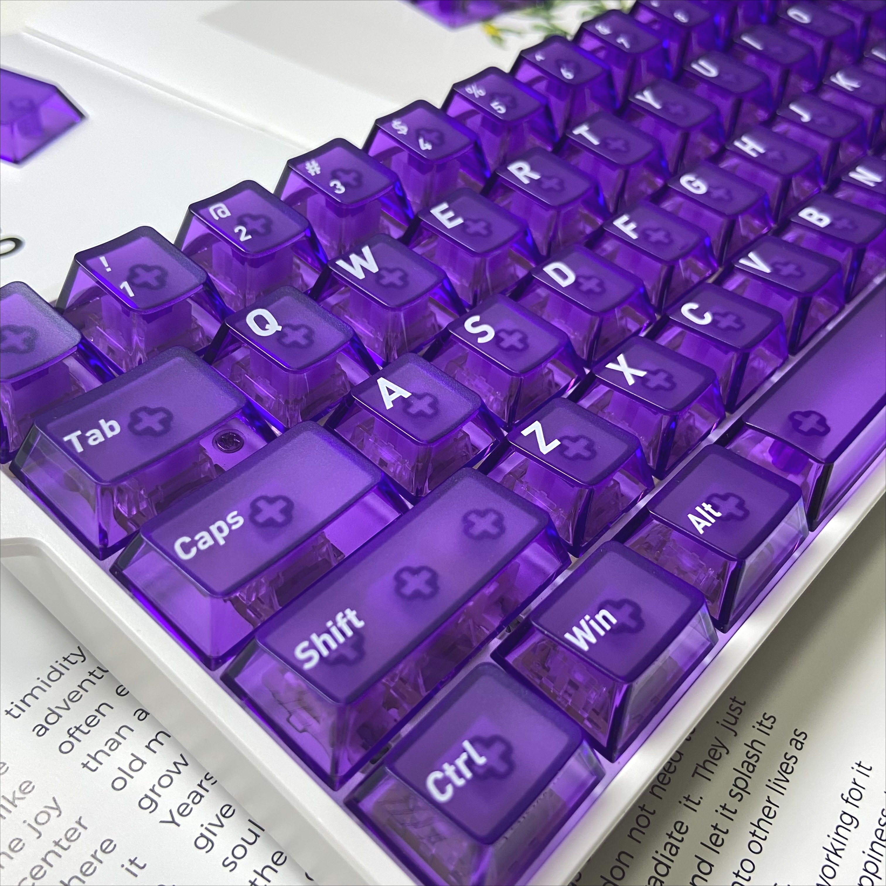 Front Matte Finish Keycaps Sides Translucent Cherry Profile PC Keycaps for Gaming Mechanical Keyboard Key Caps Custom Keyboard