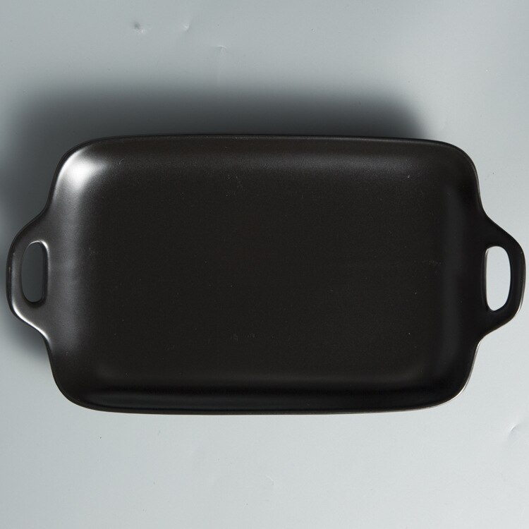 Japanese Simple Style Ceramic Ear Plate Dinner Breakfast Fruit Plate Food Tray Porcelain Home Restaurant Dinnerware 1pcs: long black