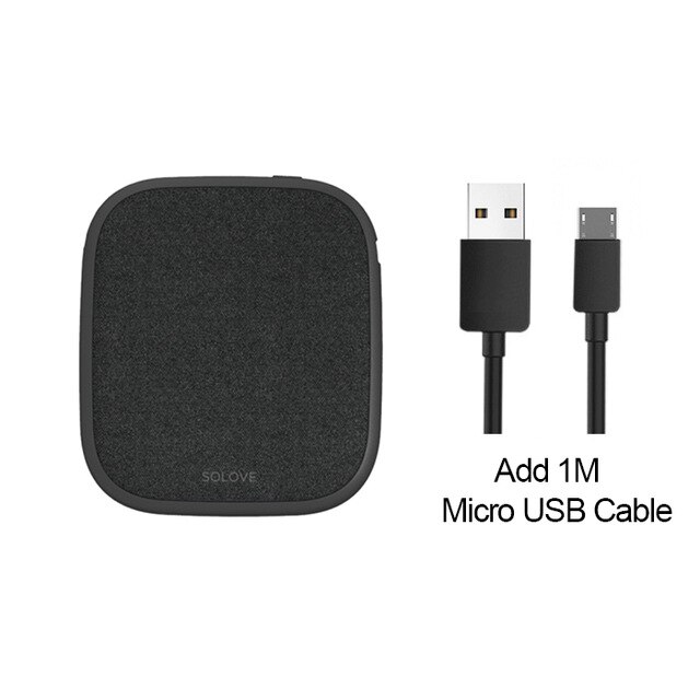 SOLOVE 10000 mAh QI Wireless Dual USB Power Bank Quick Charge for Huawei Samsung iPhone X XR XS MAX 8 Plus: BlackMicrouUSB