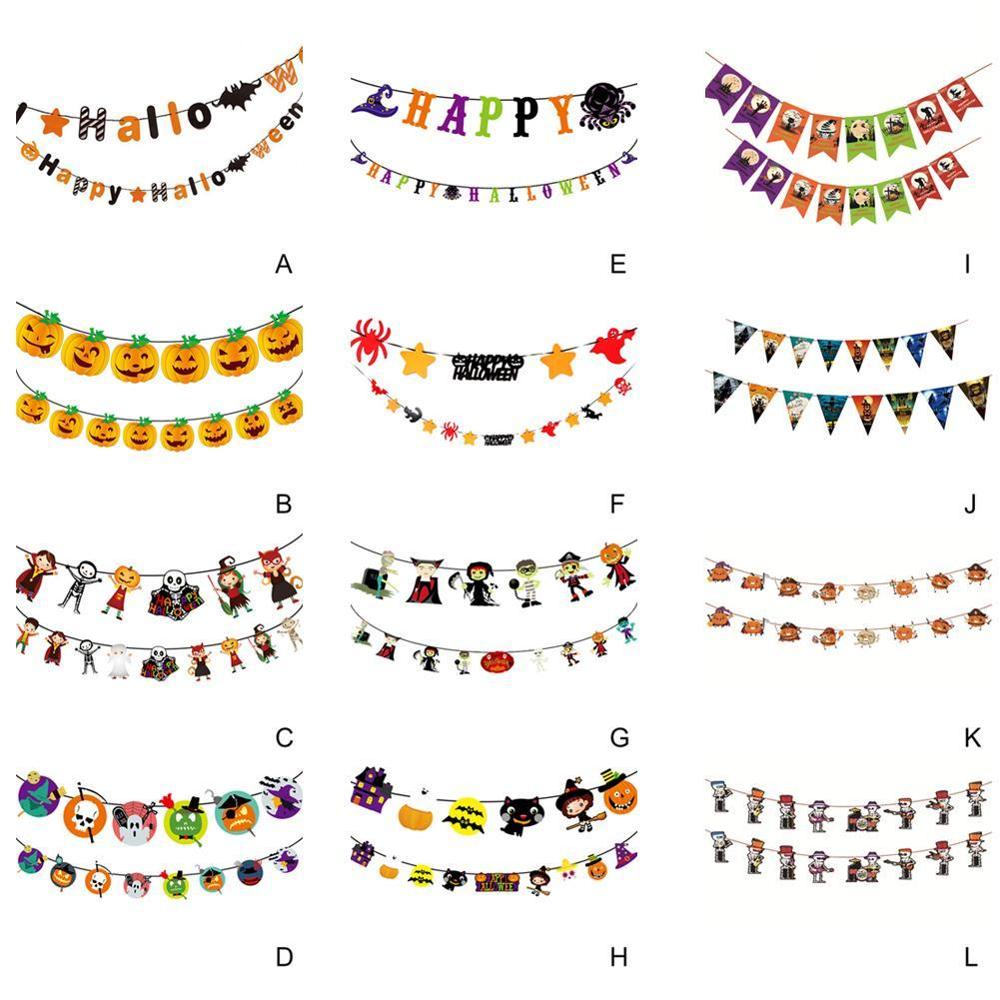 3m halloween trekant pull flag flagermus kranium græskar papir banner halloween fest dekorationer græskar bunting flag party levering