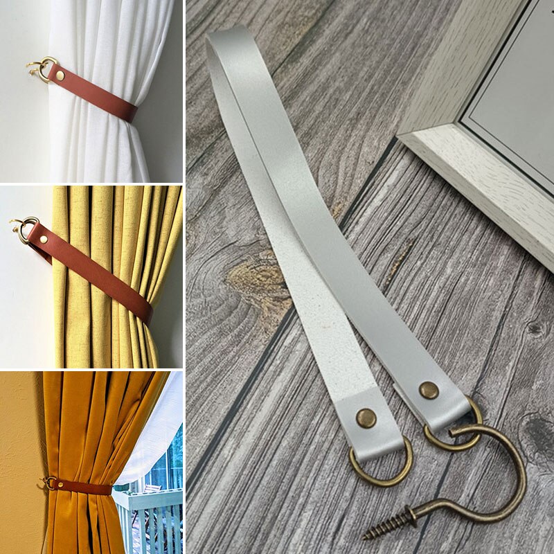 Porte-rideau en cuir, accessoires de salle, Clip, sangle en corde de coton, boucle, décoration de la maison