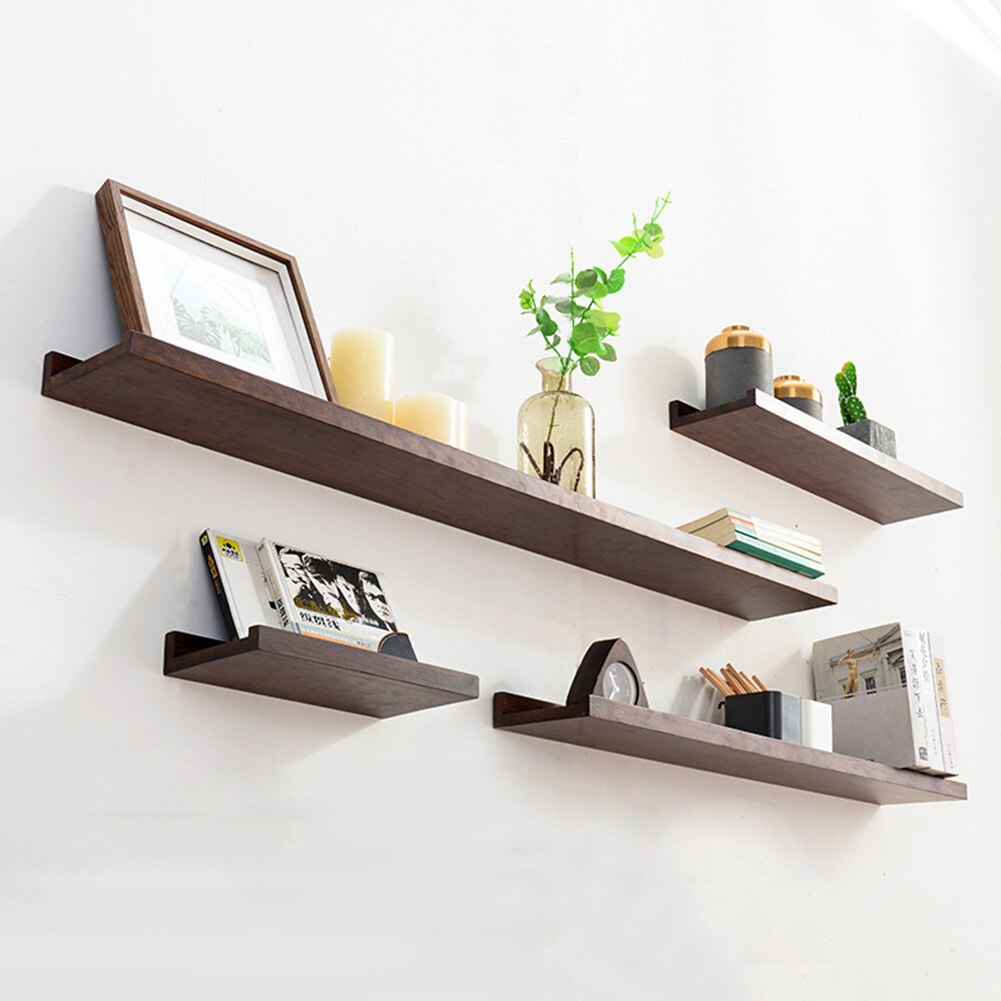 Bedroom Solid Wood Rustic Office Home Decor Wall Mounted Easy Install Space Saving Storage Scaffold Board Floating Shelf
