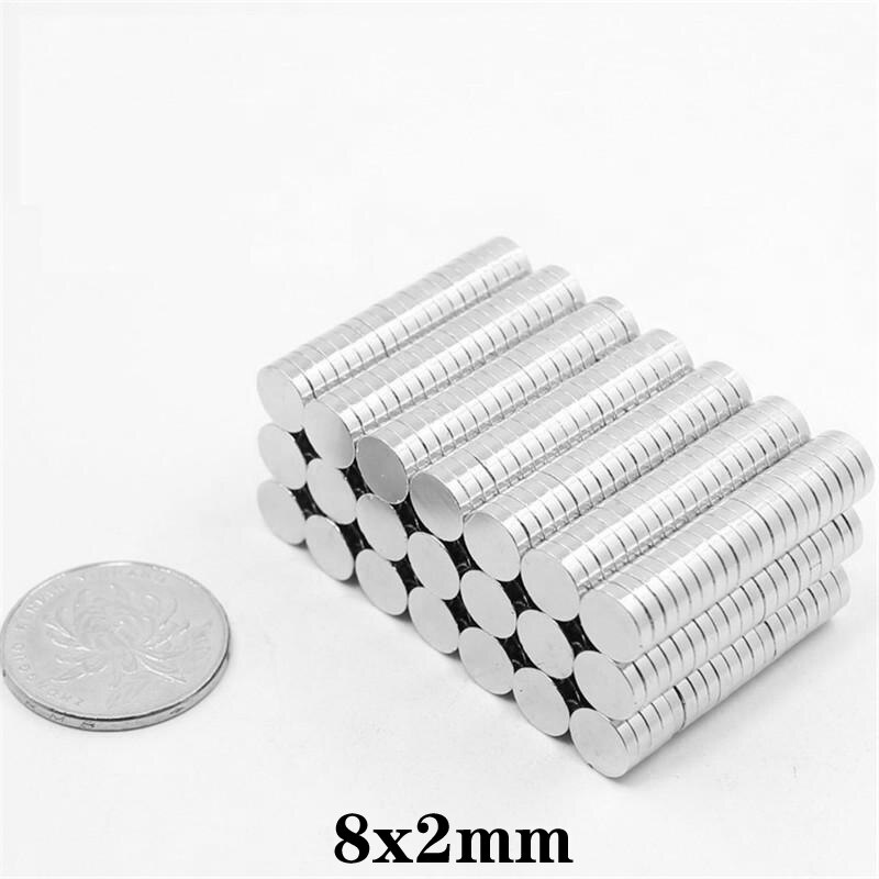 50 ~ 600 Stuks 8X2 Mm Neodymium Magneet 8Mm X 2 Mm Permanente Ronde Magneet Sterke 8X2 Mm Super Krachtige Magnetische Schijf Magneet Sheet 8*2 Mm