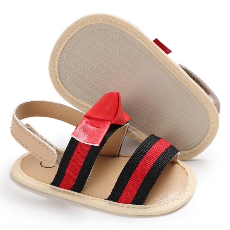 Scarpe carino Principessa Infante Appena Nato Del Bambino Delle Ragazze di Bowknot Del Bambino di Estate Sandali Anti-slip A Righe Scarpe