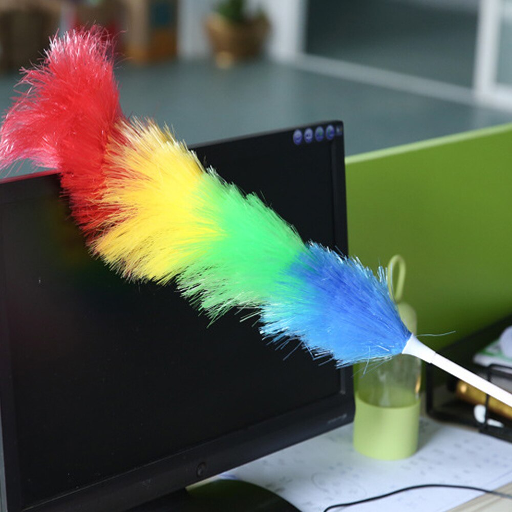 Plumeau multicolore magique Anti-statique, balai à plumes, manche télescopique, outil de nettoyage