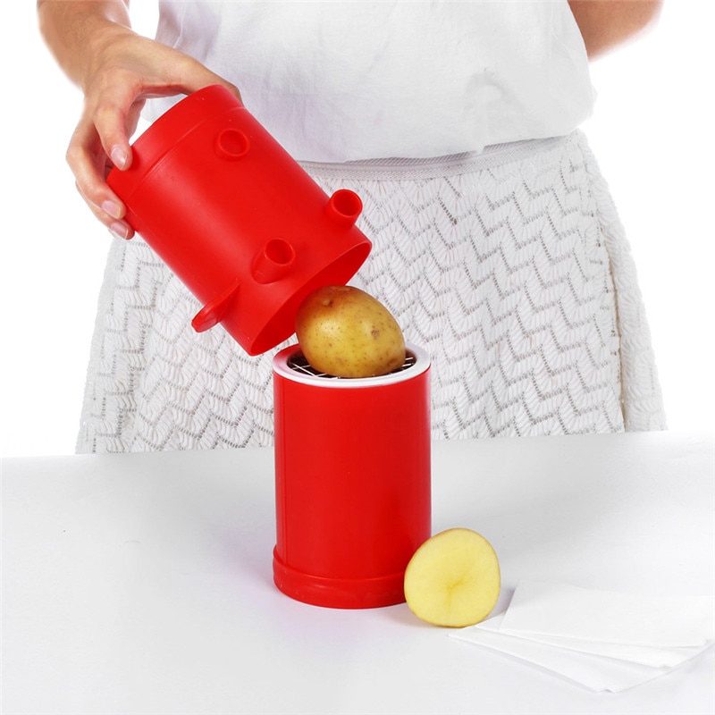 2 in 1 Fries Maker Microwave French Fry Cutters Cooker Crispy French Fries From Fresh Potatoes Slicers Container
