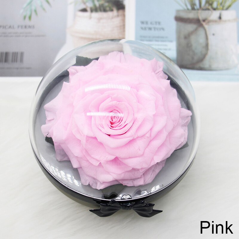 Bola de cristal, flor Artificial, de boda, simulación, vida duradera, rosas, bola, en forma de corazón, multicolor opcional: Pink