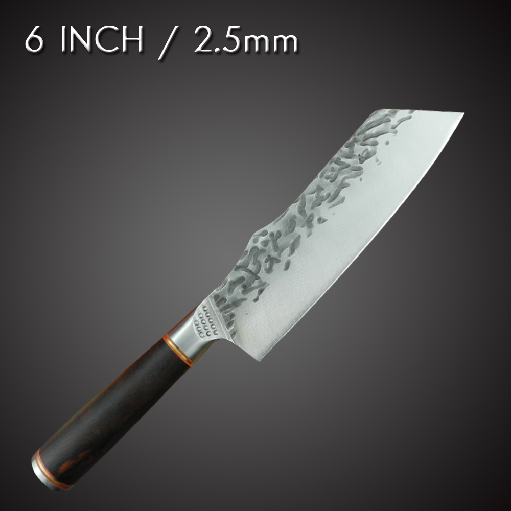 Handmade Forged Cleaver Butcher Knife 8 INCH Slaughter Chopping Cutting Bone Stainless Steel 5CR15 Knife Camping Hiking Tool: 6 chef knife