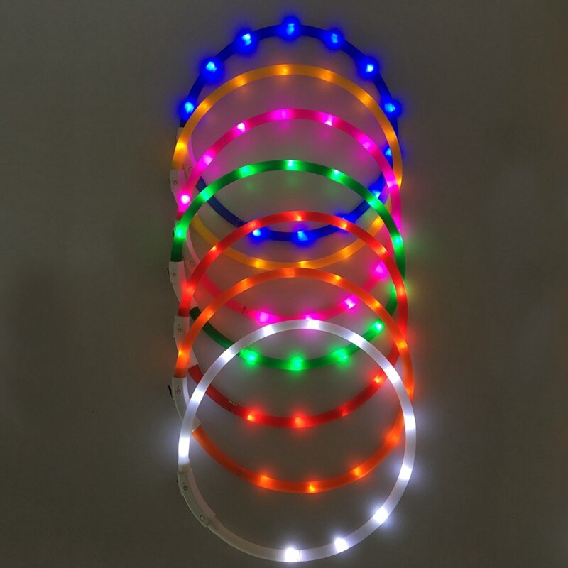 Dog Supplies USB Collar Rechargeable Safe Warn LED Dog Collar Adjustable Silicone Collar Cut to Resize