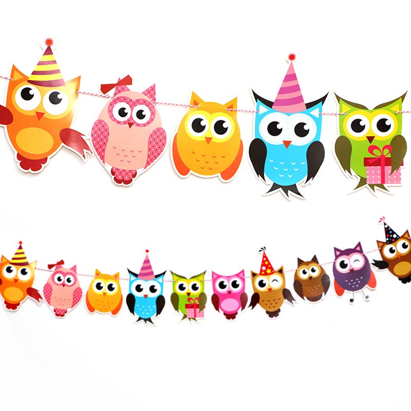 Children Birthday Party Accessories Festive Decoration Birthday Pull Flag Decorative Animal String Flag