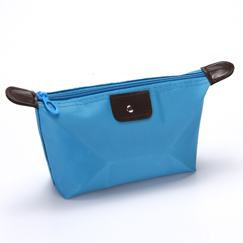 Mini Solid Color Pink Cosmetic Bag Zipper Travel Toiletry Storage Bag Beauty Makeup Bag Cosmetic Bag Organizer: Sky Blue