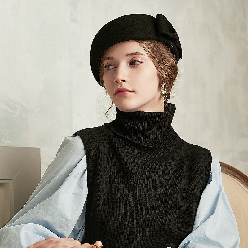 Dame lille størrelse stewardesse hat smart malerhat fest fedora kasket damer 100%  australien uldfilt baret 52-55cm 55-57cm