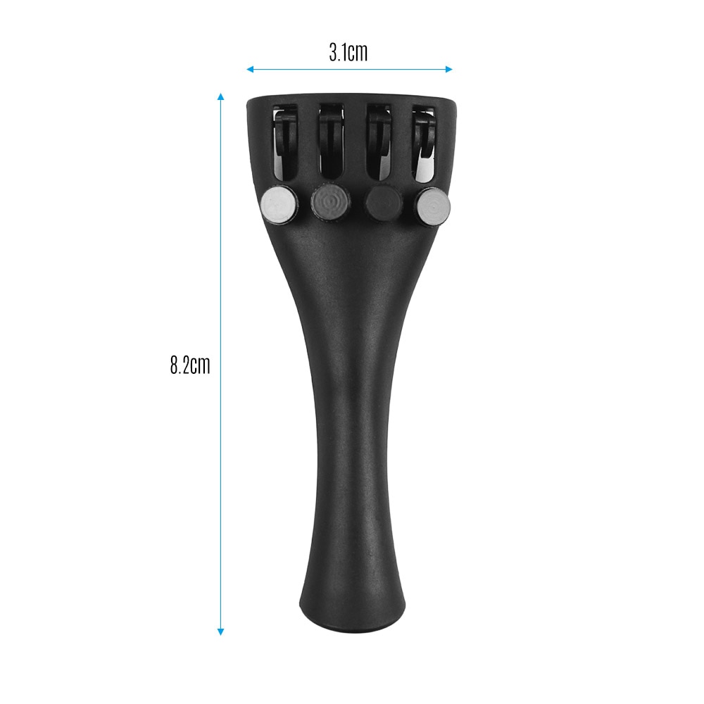 Violin Tailpiece Carbon Fiber Violin Fiddle Tailpiece with 4 Fine Tuners & Tailpiece Gut Cord for 4/4 3/4 1/2 1/4 1/8 Violins