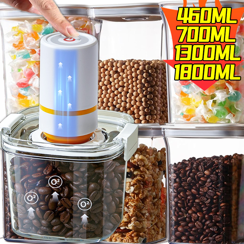 Vacuum Sealed Food Container Fresh-Keep Box Large Capacity Food Dispenser Transparent Storage Jars with Vacuum Pump Fruit Tank