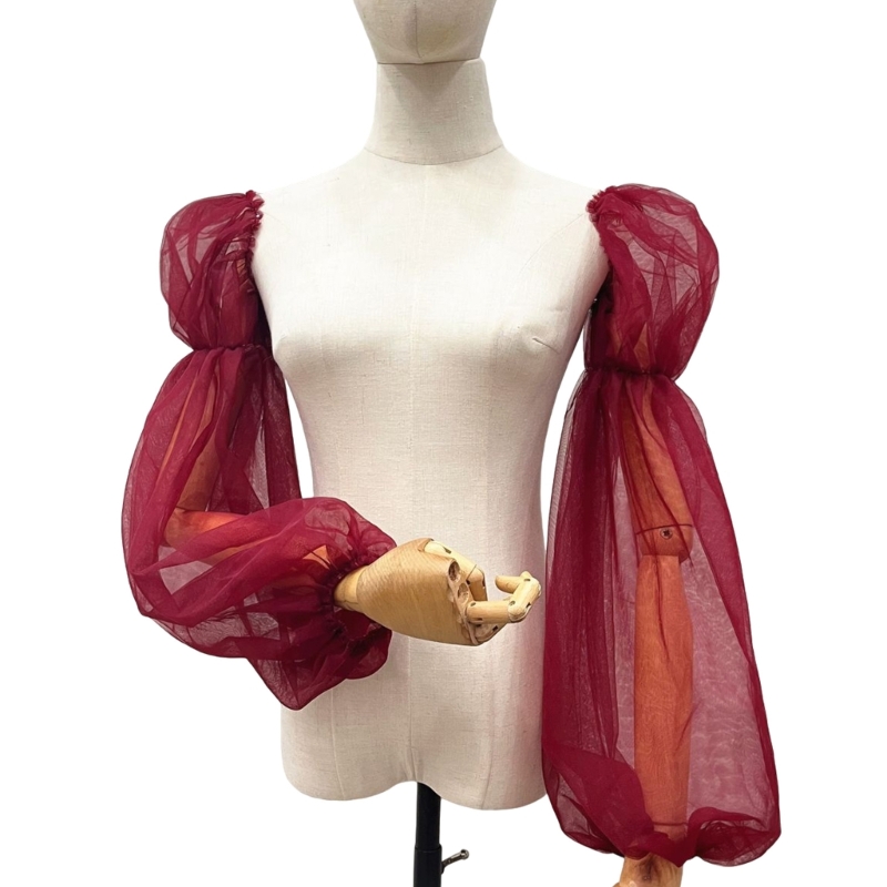 652F Tulle Arm Cover Long Sleeve for Bridal Gown Dress Decorative Sleeves Shirt Bishop Sleeve Dress Decorative Long Sleeve